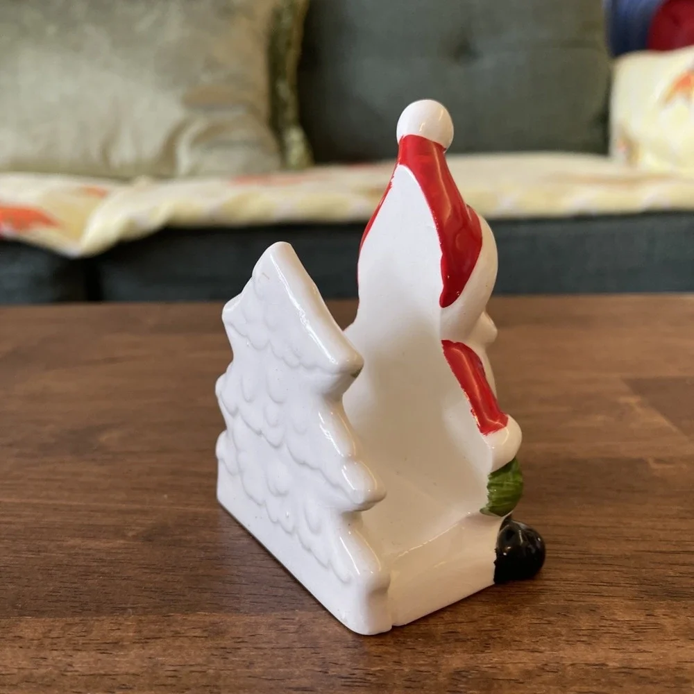 Vintage MCM Christmas Holiday‎ Kitchy Lefton Santa Claus Napkin or Letter Holder